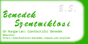 benedek szentmiklosi business card