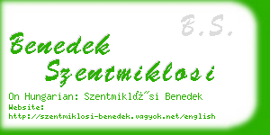 benedek szentmiklosi business card